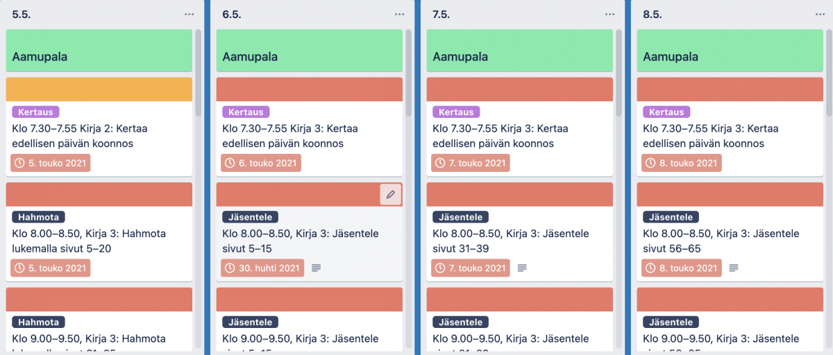 Oikeustiede lukusuunnitelma, malli